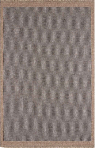 Gray woven nature outdoor rug with textured neutral-toned border perfect for outdoor rug use