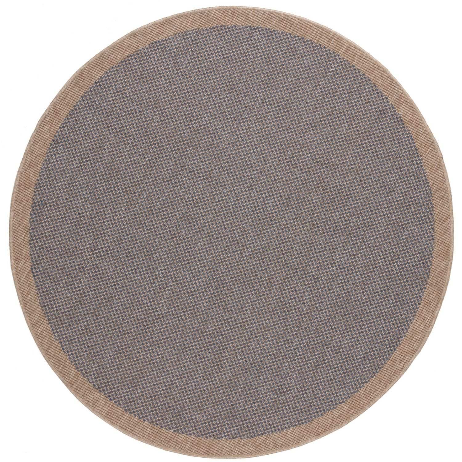 Nature outdoor rug with a textured gray center and beige border perfect for outdoor use