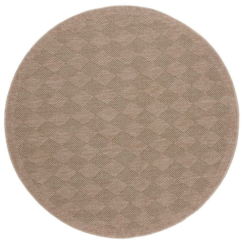 Beige round nature outdoor rug with woven basketweave pattern perfect as an outdoor rug green option