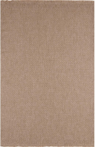 Beige woven nature outdoor rug neutral with a textured diamond pattern and fringed edges perfect for outdoor use