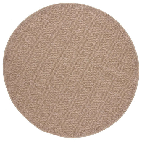 Beige round nature outdoor rug with woven herringbone pattern perfect as outdoor rug neutral option