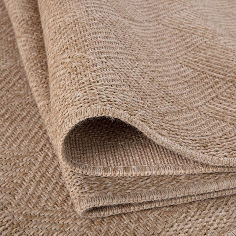 Beige woven nature outdoor rug neutral with textured herringbone pattern perfect for outdoor use