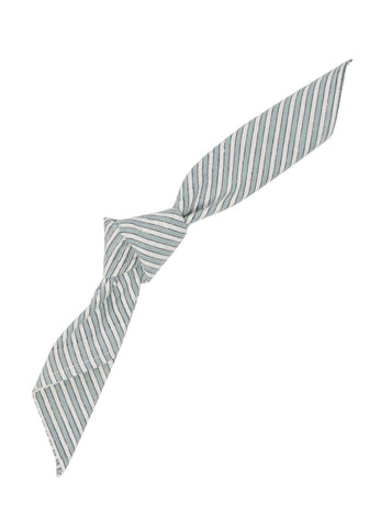 A delicate gray and white striped fabric headband with a soft knotted design pairs well with nautical daze table napkin set of 4