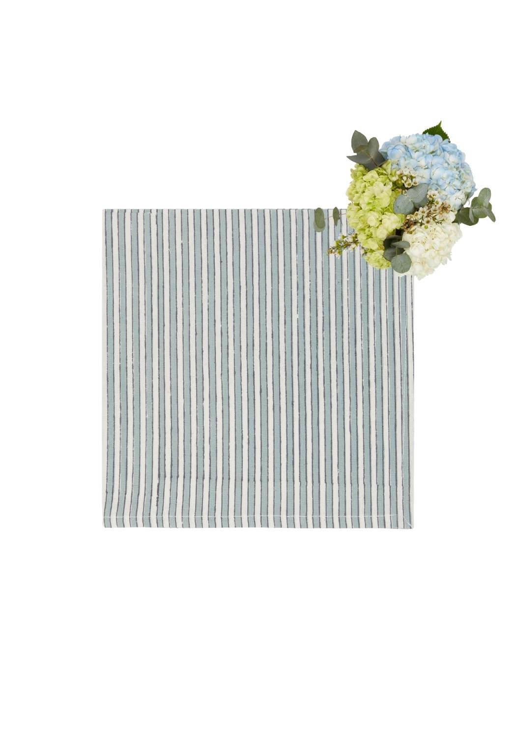 Nautical daze table napkin set of 4 in soft gray and white vertical stripes perfect for casual dining and decor