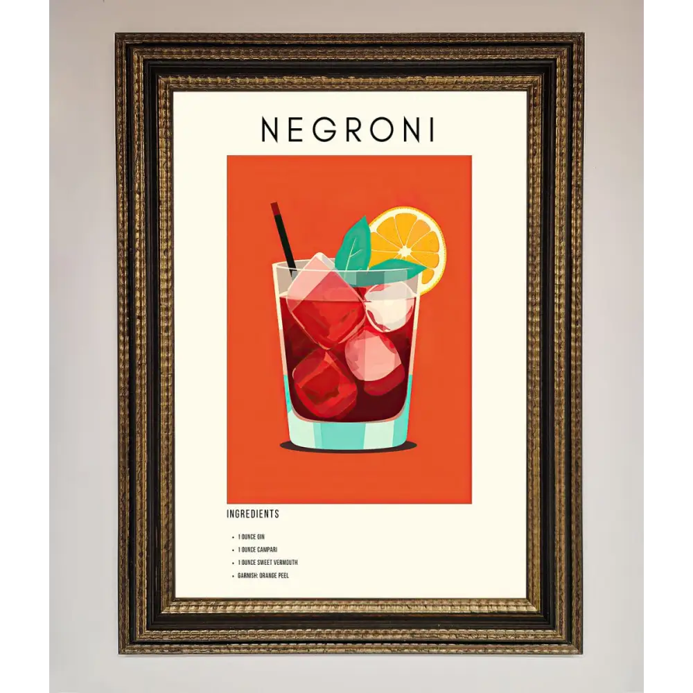 Negroni Framed Wall Art - A3 (29.7 x 42 cm) / Ornate Gold Black - Framed Print