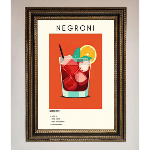 Negroni Framed Wall Art - A3 (29.7 x 42 cm) / Ornate Gold Black - Framed Print