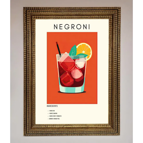 Negroni Framed Wall Art - A3 (29.7 x 42 cm) / Ornate Gold - Framed Print