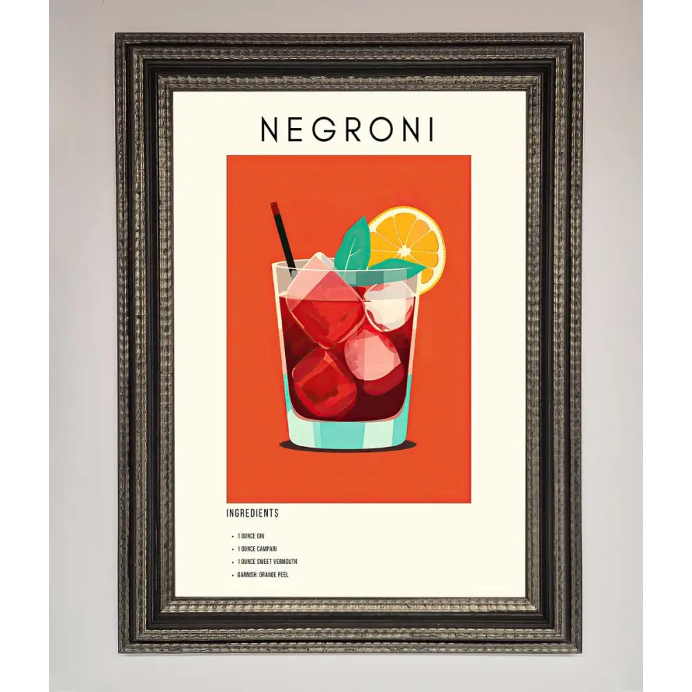 Negroni Framed Wall Art - A3 (29.7 x 42 cm) / Ornate Silver Black - Framed Print