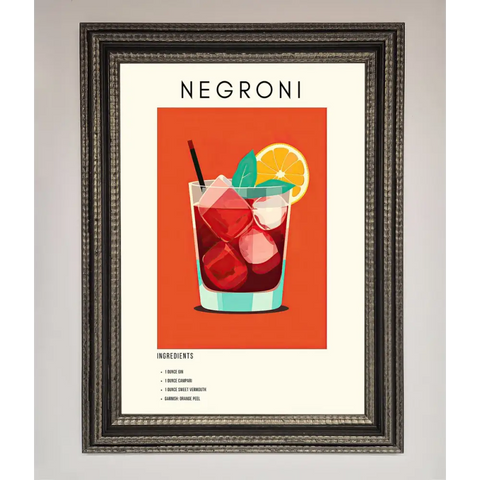 Negroni Framed Wall Art - A3 (29.7 x 42 cm) / Ornate Silver Black - Framed Print