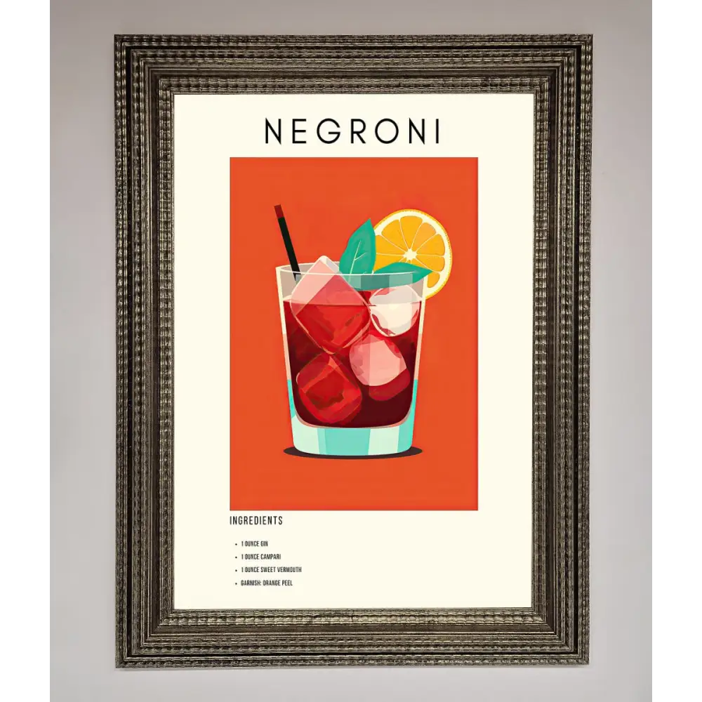 Negroni Framed Wall Art - A3 (29.7 x 42 cm) / Ornate Silver - Framed Print