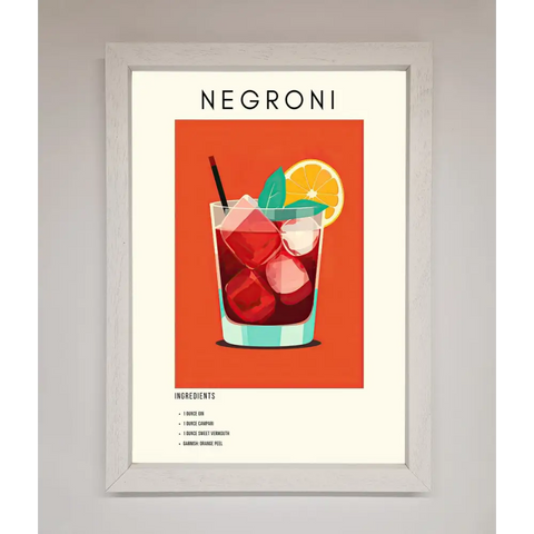 Negroni Framed Wall Art - A3 (29.7 x 42 cm) / White - Framed Print