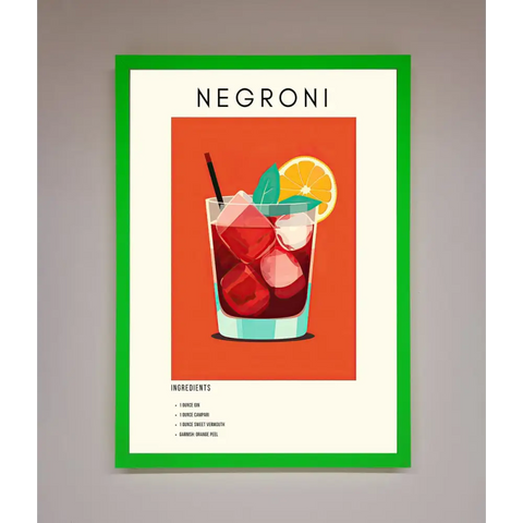 Negroni Framed Wall Art - B0 (100 x 141 cm) / Neon Dark Green - Framed Print