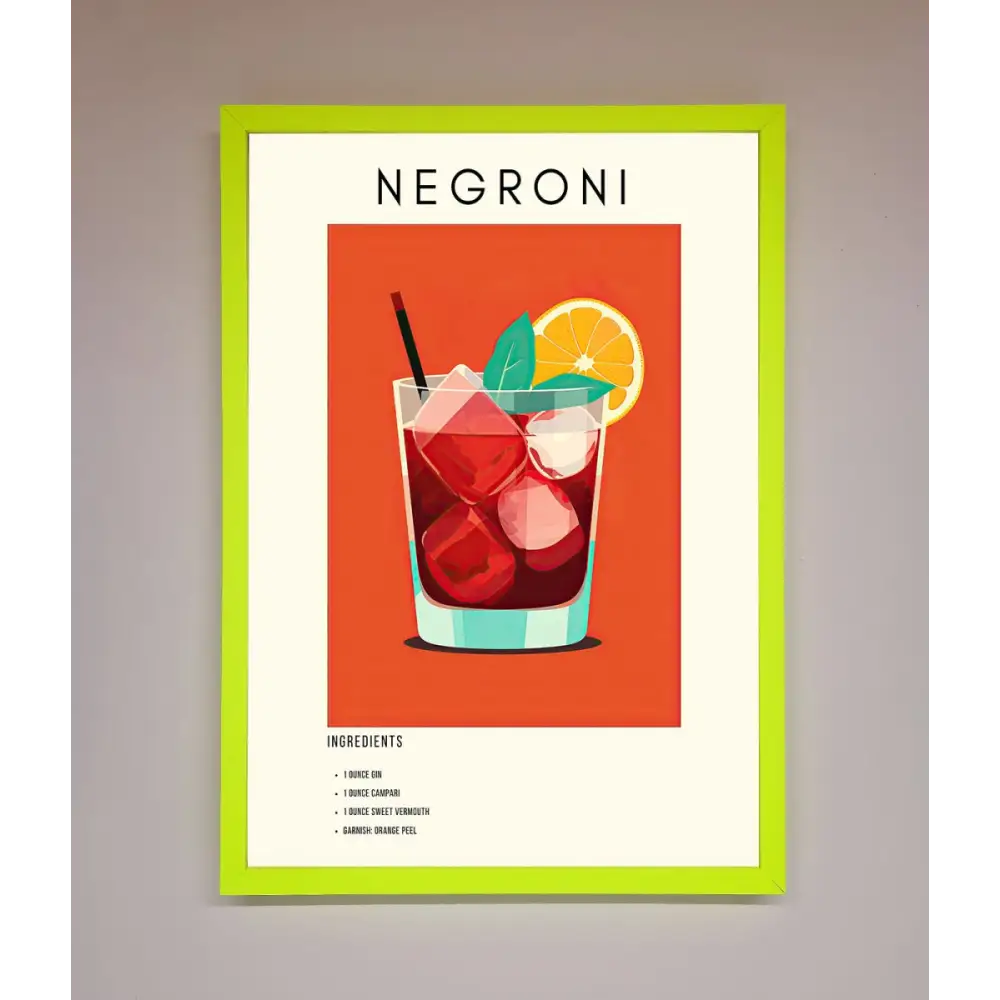Negroni Framed Wall Art - B0 (100 x 141 cm) / Neon Green - Framed Print