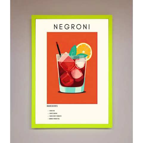Negroni Framed Wall Art - B0 (100 x 141 cm) / Neon Green - Framed Print