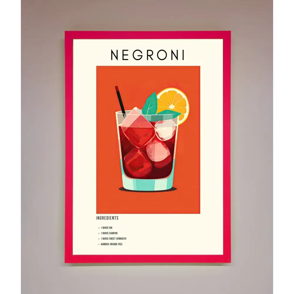 Negroni Framed Wall Art - B0 (100 x 141 cm) / Neon Pink - Framed Print