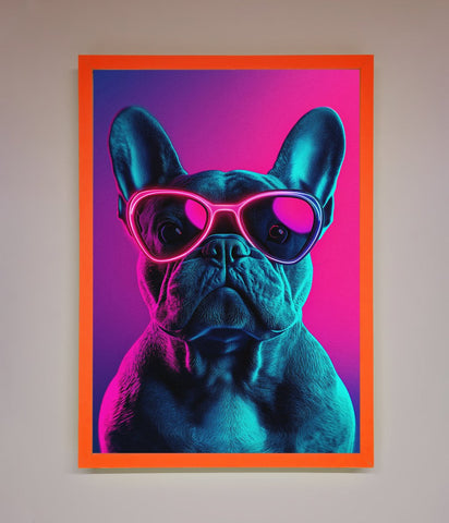 Neon French Bulldog Framed Wall Art