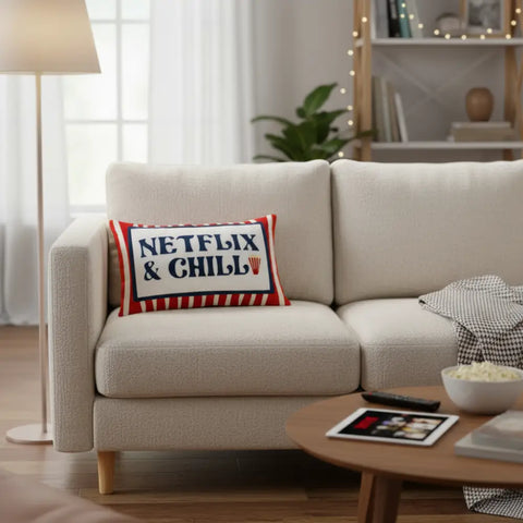 Netflix & Chill Needlepoint Cushion - Cushion