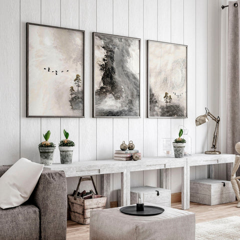 Large living room wall art | set of 3 wall art prints