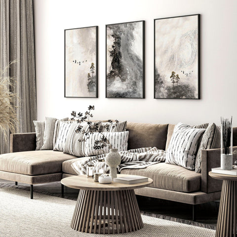 Large living room wall art | set of 3 wall art prints