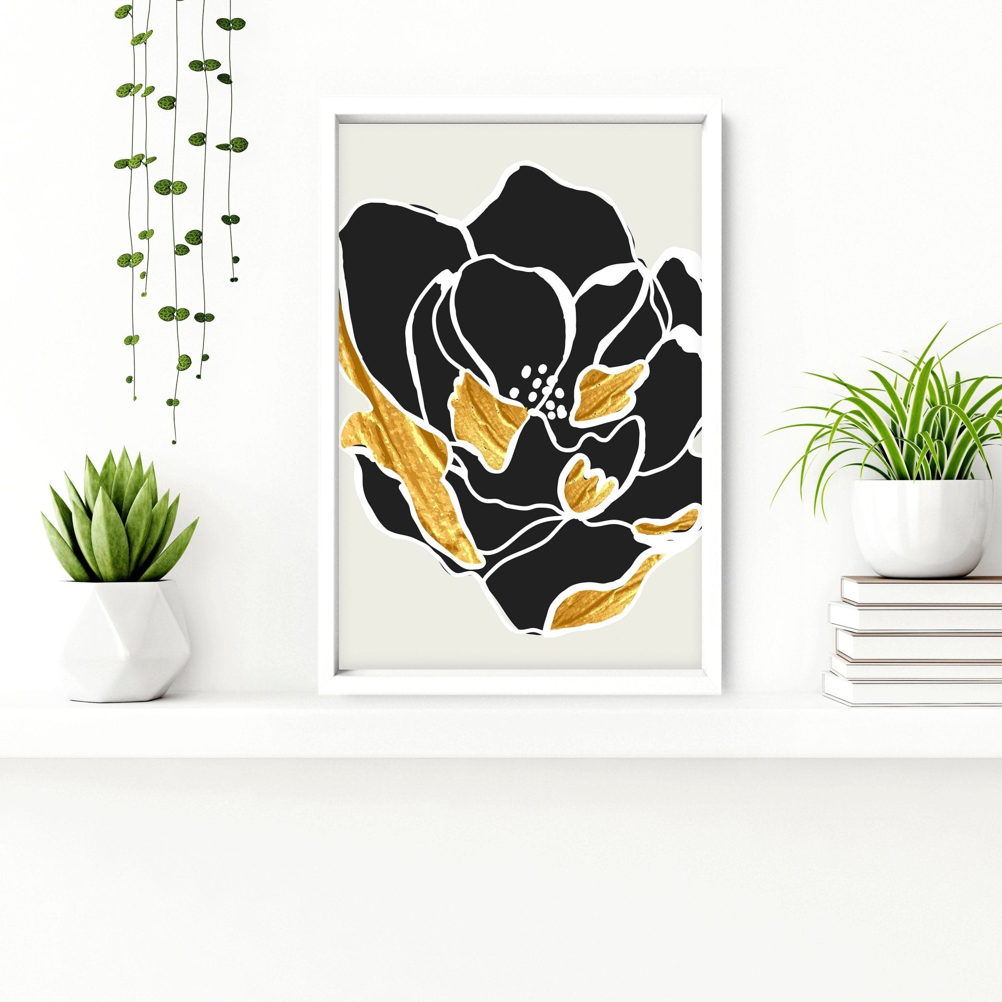 Bathroom decor gold | set of 3 framed wall art