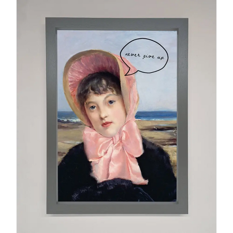 Never Give Up Framed Wall Art - A3 (29.7 x 42 cm) / Dark Grey - Framed Print