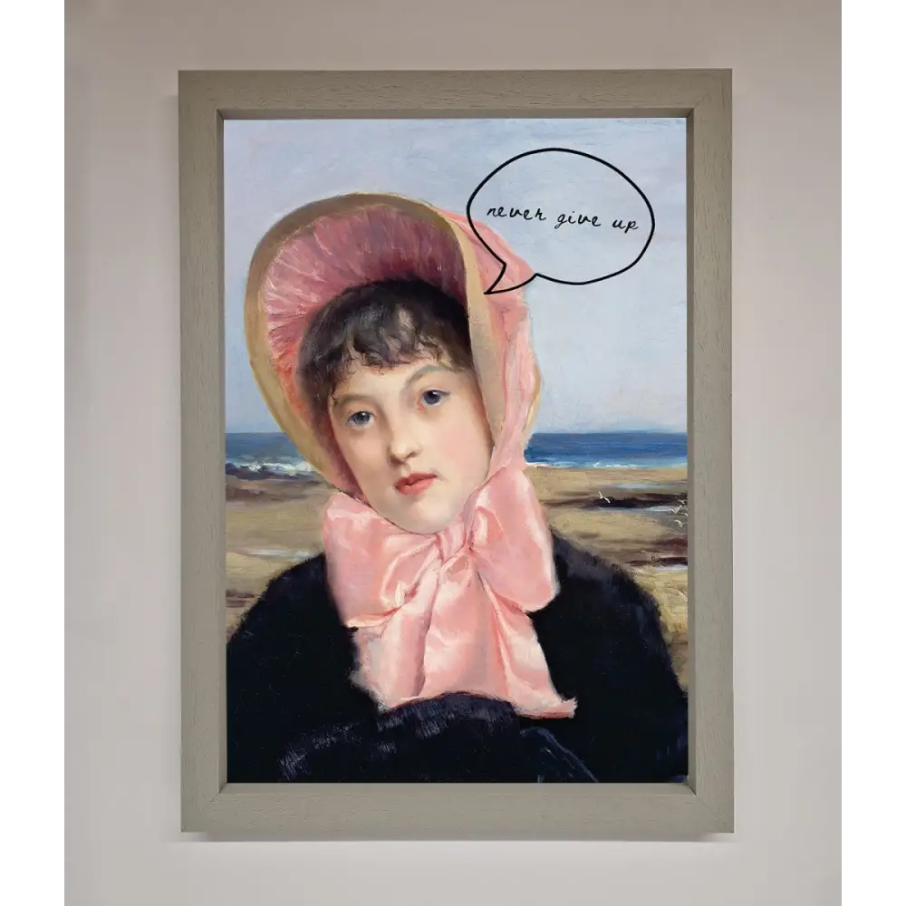 Never Give Up Framed Wall Art - A3 (29.7 x 42 cm) / Grey - Framed Print