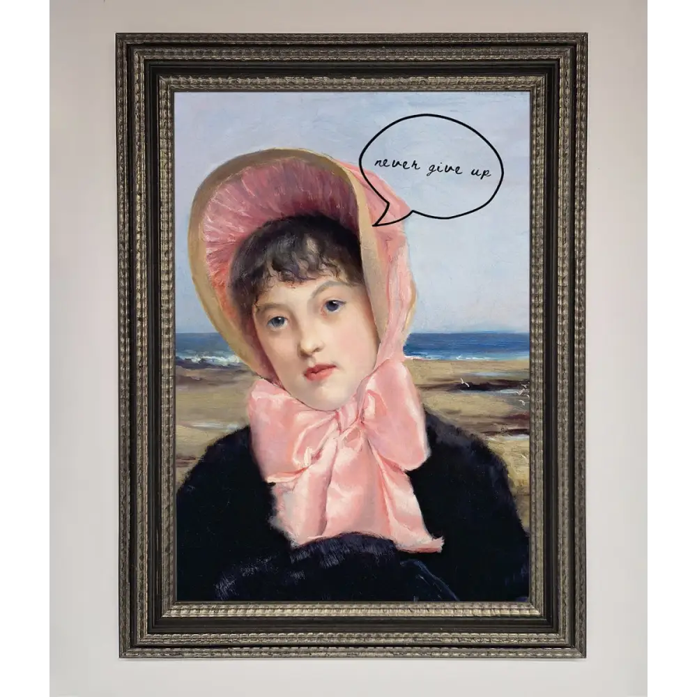 Never Give Up Framed Wall Art - A3 (29.7 x 42 cm) / Ornate Silver Black - Framed Print