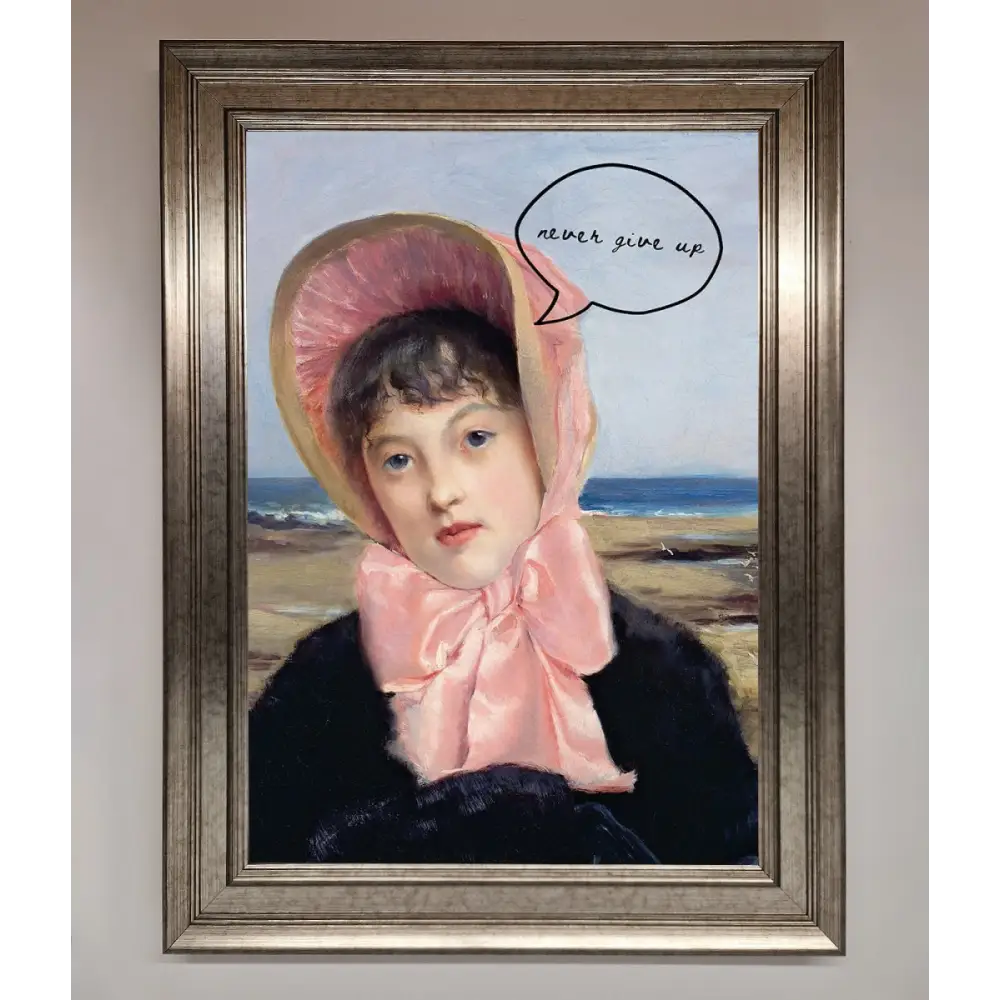 Never Give Up Framed Wall Art - A3 (29.7 x 42 cm) / Silver - Framed Print