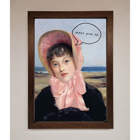 Never Give Up Framed Wall Art - A3 (29.7 x 42 cm) / Walnut - Framed Print