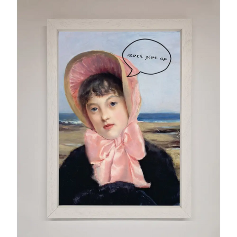 Never Give Up Framed Wall Art - A3 (29.7 x 42 cm) / White - Framed Print