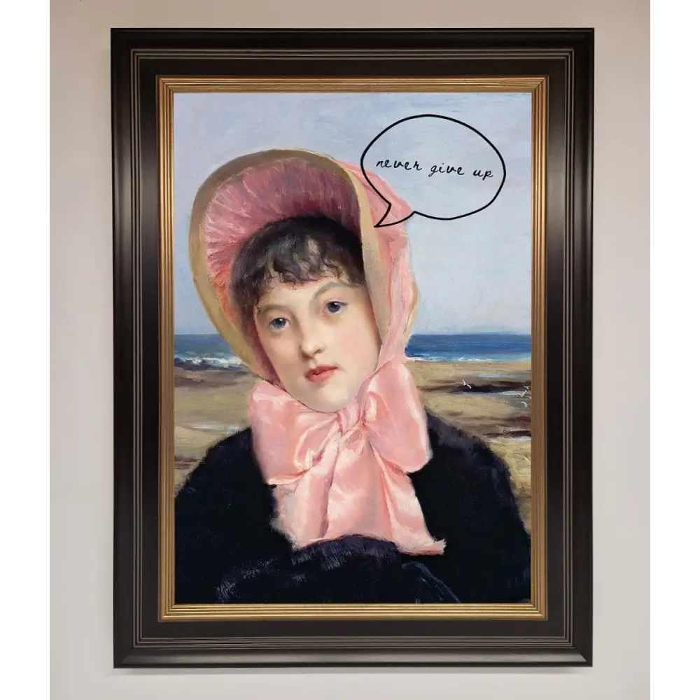 Never Give Up Framed Wall Art - B0 (100 x 141 cm) / Black Gold - Framed Print