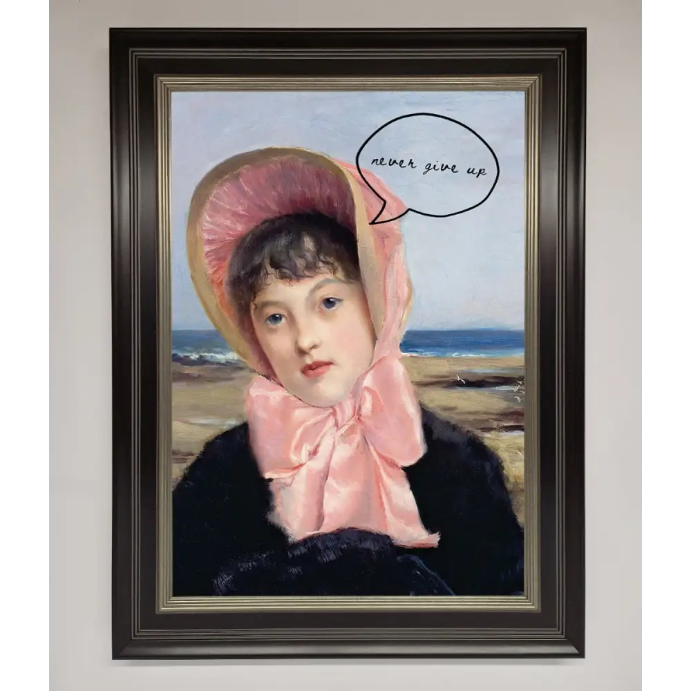 Never Give Up Framed Wall Art - B0 (100 x 141 cm) / Black Silver - Framed Print