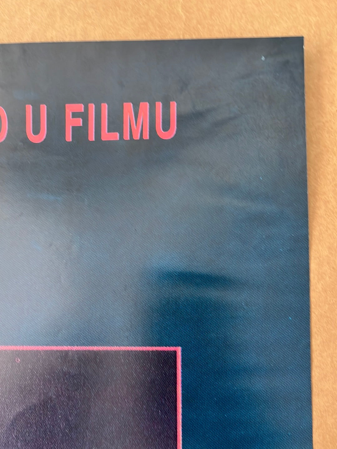 Dark blue original yugoslavian cinema poster with bold pink text u filmu for never say never again 1983 film