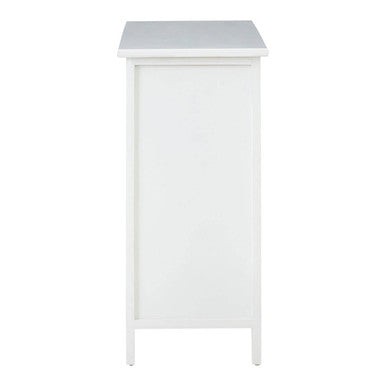 White minimalist New England white 6 drawers chest with flat top and slender legs for stylish storage