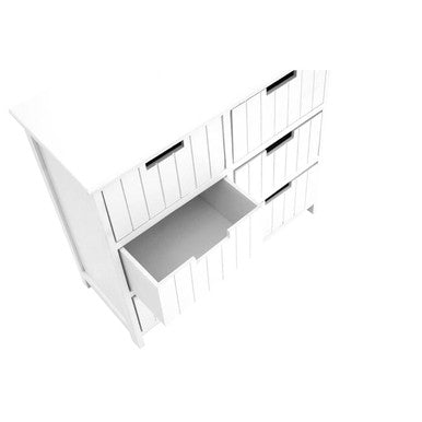 New england white mdf 6 drawers chest with white mdf vertical slat drawers and black handles wooden dresser