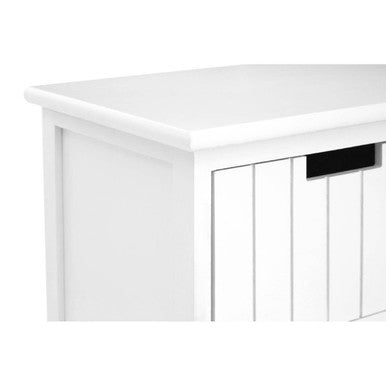 White mdf new england 6 drawers chest with vertical slats and black handle perfect for storage needs