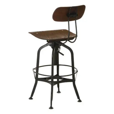 New Foundry Adjustable Wooden Seat Bar Stool