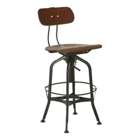 New Foundry Adjustable Wooden Seat Bar Stool