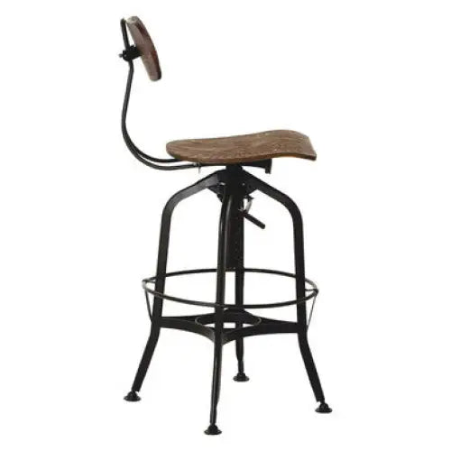 New Foundry Adjustable Wooden Seat Bar Stool