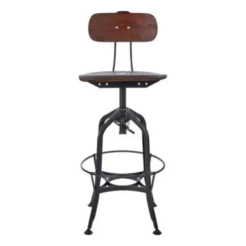 New Foundry Adjustable Wooden Seat Bar Stool