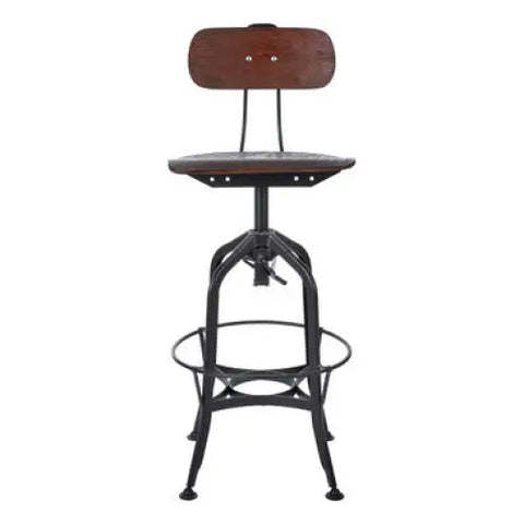 New Foundry Adjustable Wooden Seat Bar Stool