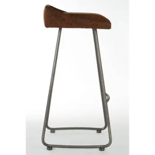 New Foundry Brown Leather Effect Bar Stool