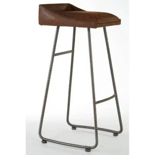 New Foundry Brown Leather Effect Bar Stool