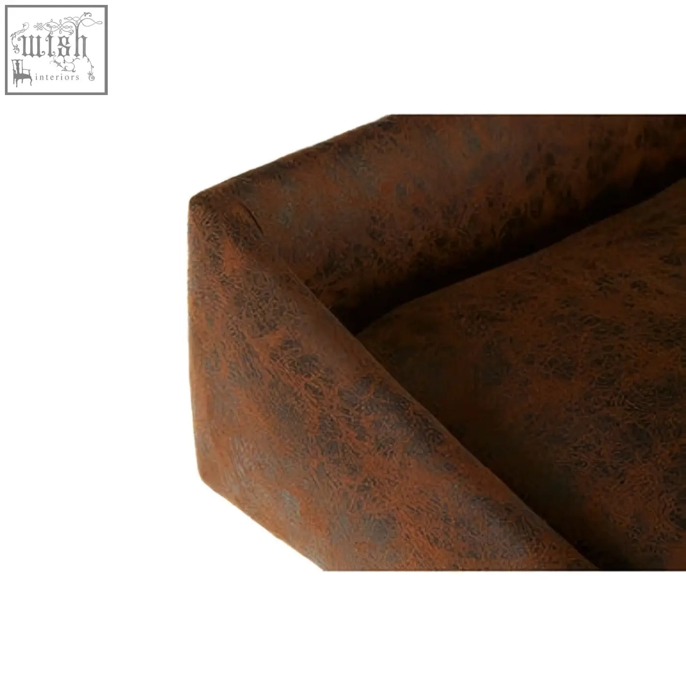Brown leather effect bar stool with a textured distressed faux leather finish for stylish seating