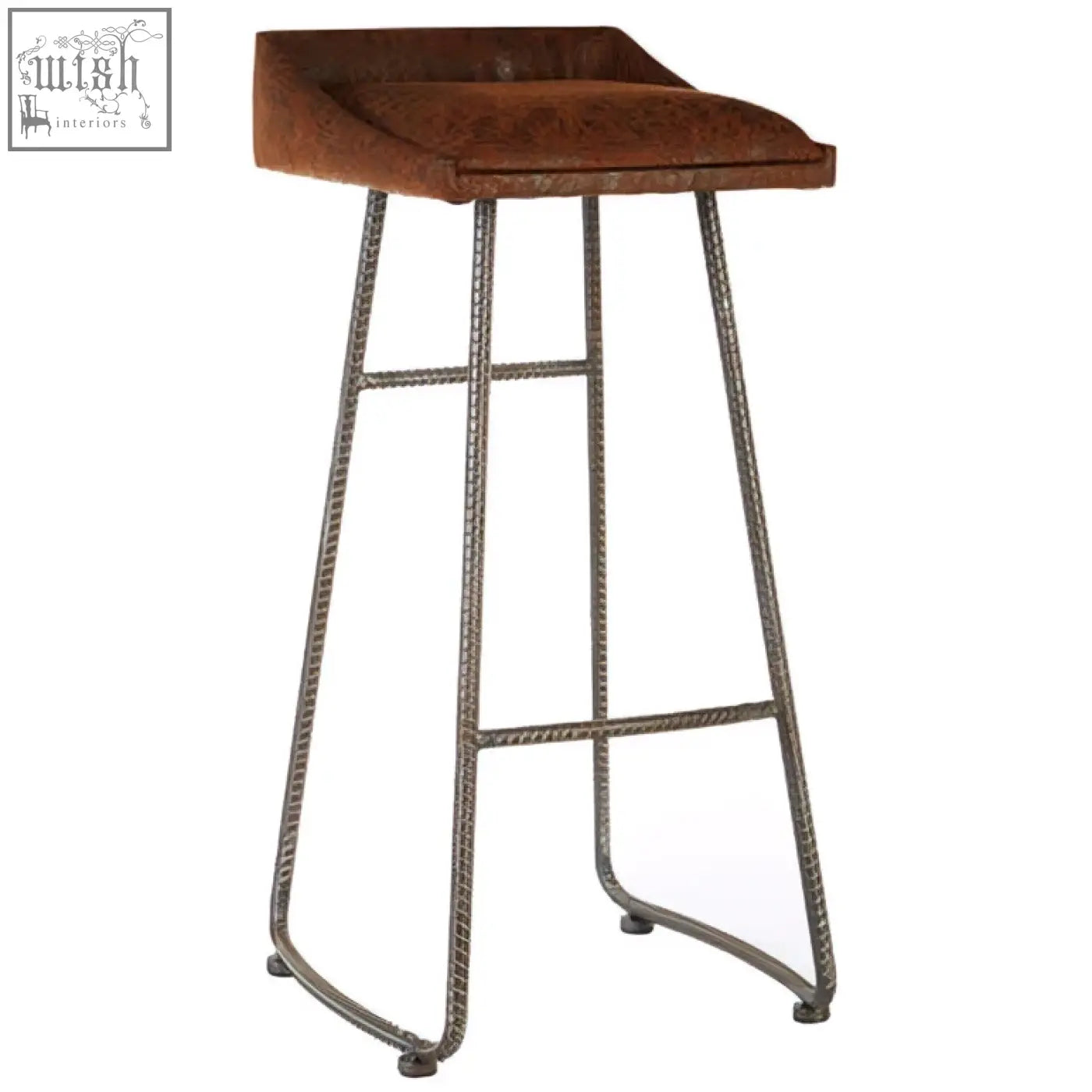New Foundry brown leather effect bar stool with twisted metal legs for a stylish leather effect bar setup