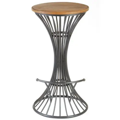 New Foundry Elm Wood And Metal Bar Stool