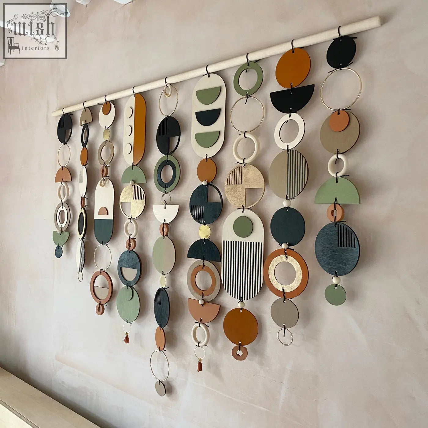 Modern wall art with layered geometric circles in earthy tones perfect for minimal home decor and large wall tapestry
