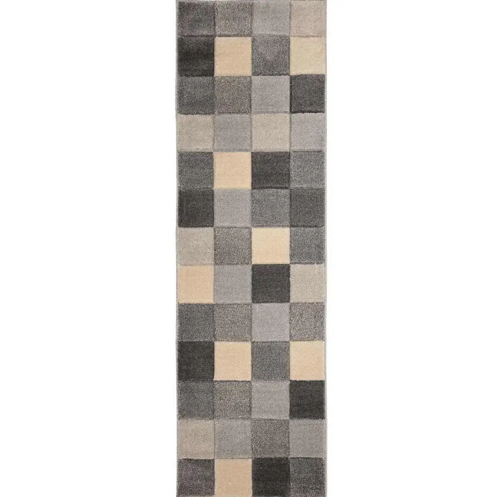 Newport Blocks Rug – Bold Geometric Style - 60X200 cm / Grey - Rugs