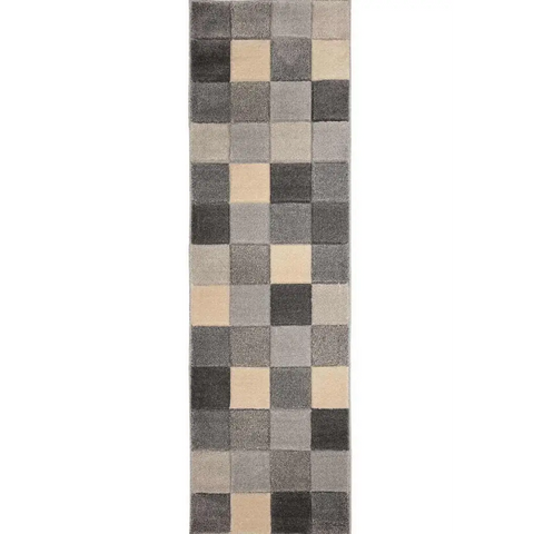 Newport Blocks Rug – Bold Geometric Style - 60X200 cm / Grey - Rugs