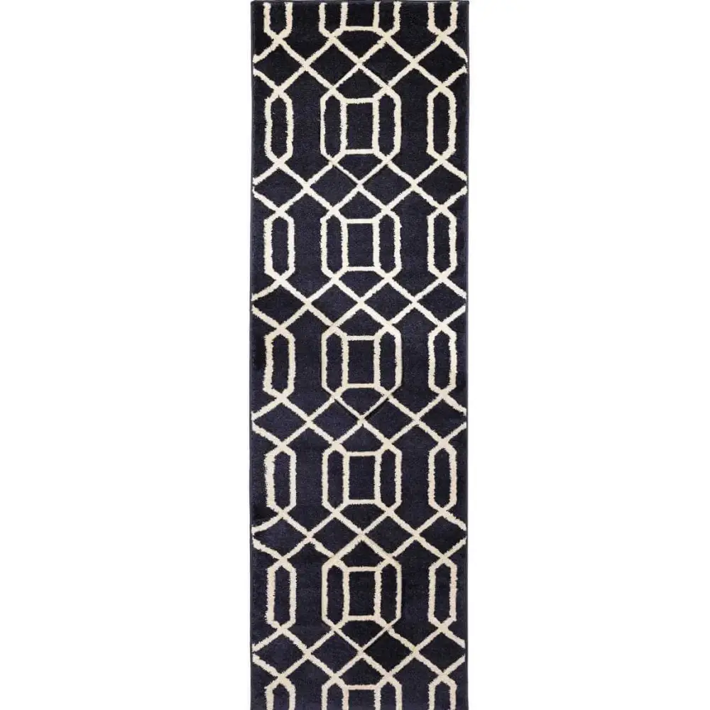 Newport Lattice Rug – Textured Geometric - 60X200 cm / Blue - Rugs